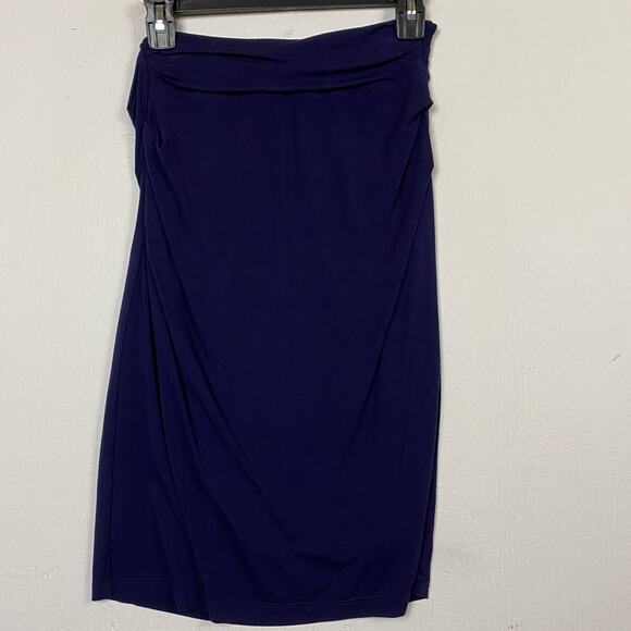 MM Lafleur The Soho Navy Blue Ruched Pencil Skirt Size Small - Picture 4 of 8